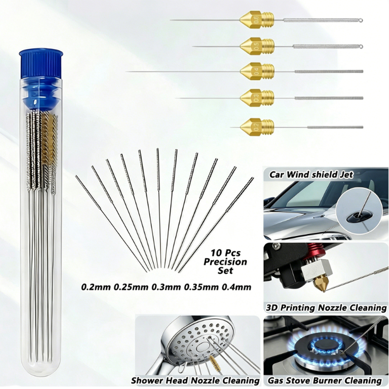 10 Stuks Auto Voorruit Jet Nozzle Washer Tool Rvs Wissermondstuk Reinigingsset Voor 3D Printer Jets, Gasfornuizen, douchekop