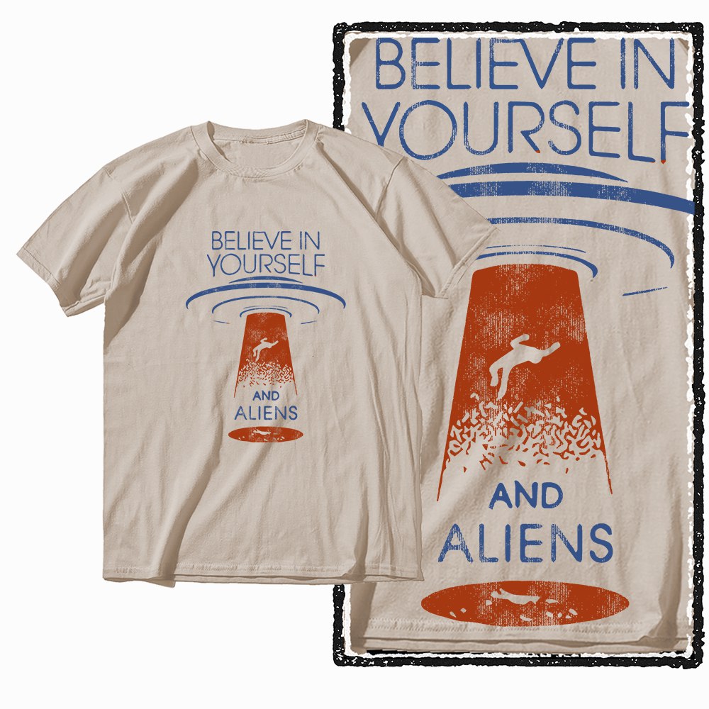 G44 Beige katoenen Cool Space grafisch T-shirt voor heren |    Streetwear groot formaat O-hals heren T-shirt