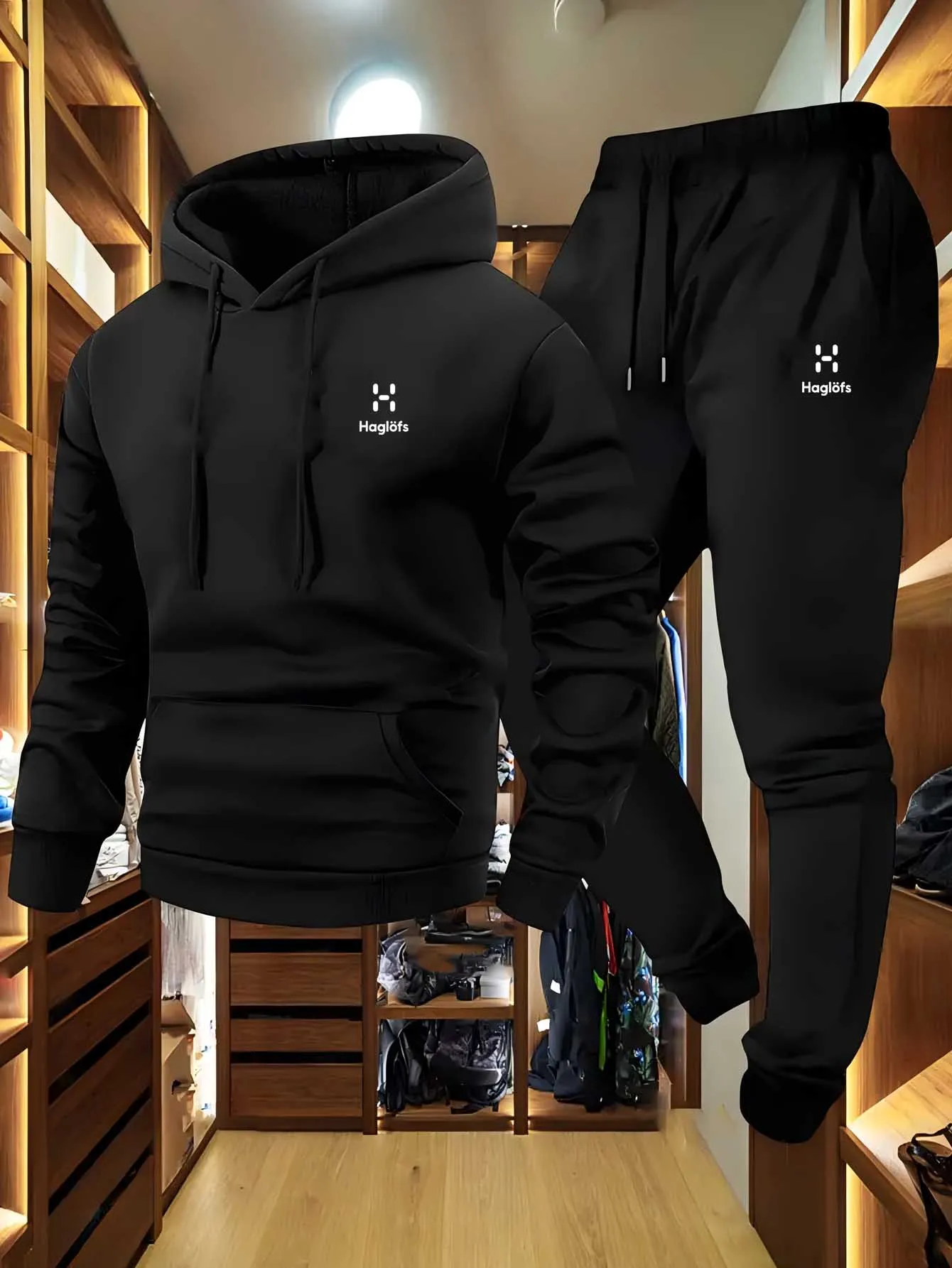 Conjunto Casual Estampado Outono-Inverno 2025, Conjuntos Casuais Masculinos e Femininos, Combinados com Moletom Moderno com Capuz e Sp