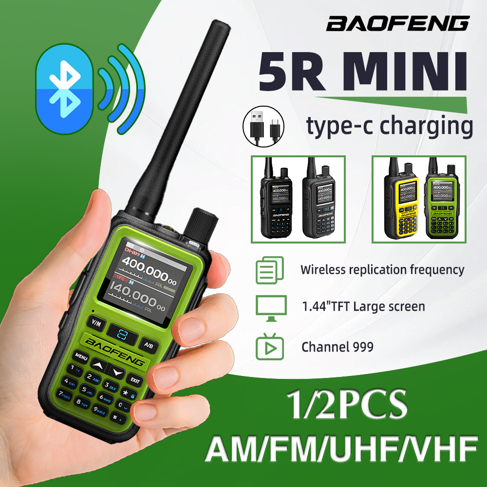 1 Pieza de Walkie Talkie Baofeng UV-5R Mini, Radio Amateur Multibanda, Programación Bluetooth, Frecuencia Dual PTT, AM/FM, Portátil para Camping