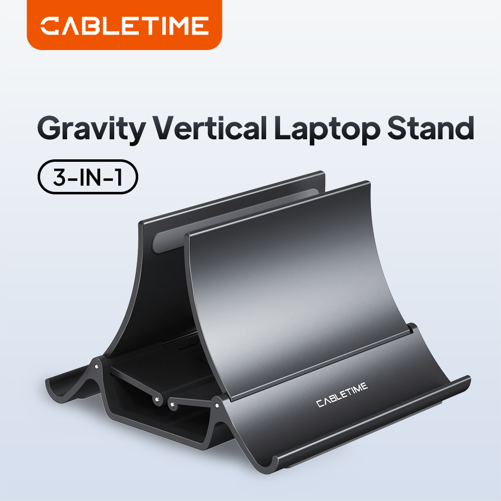 CABLETIME Vertikaler Laptop-Ständer Desktop-Schwerkrafthalter Notebook-Unterstützung für MacBook Pro Air Surface HP Dell iPad Tablet-Ständer