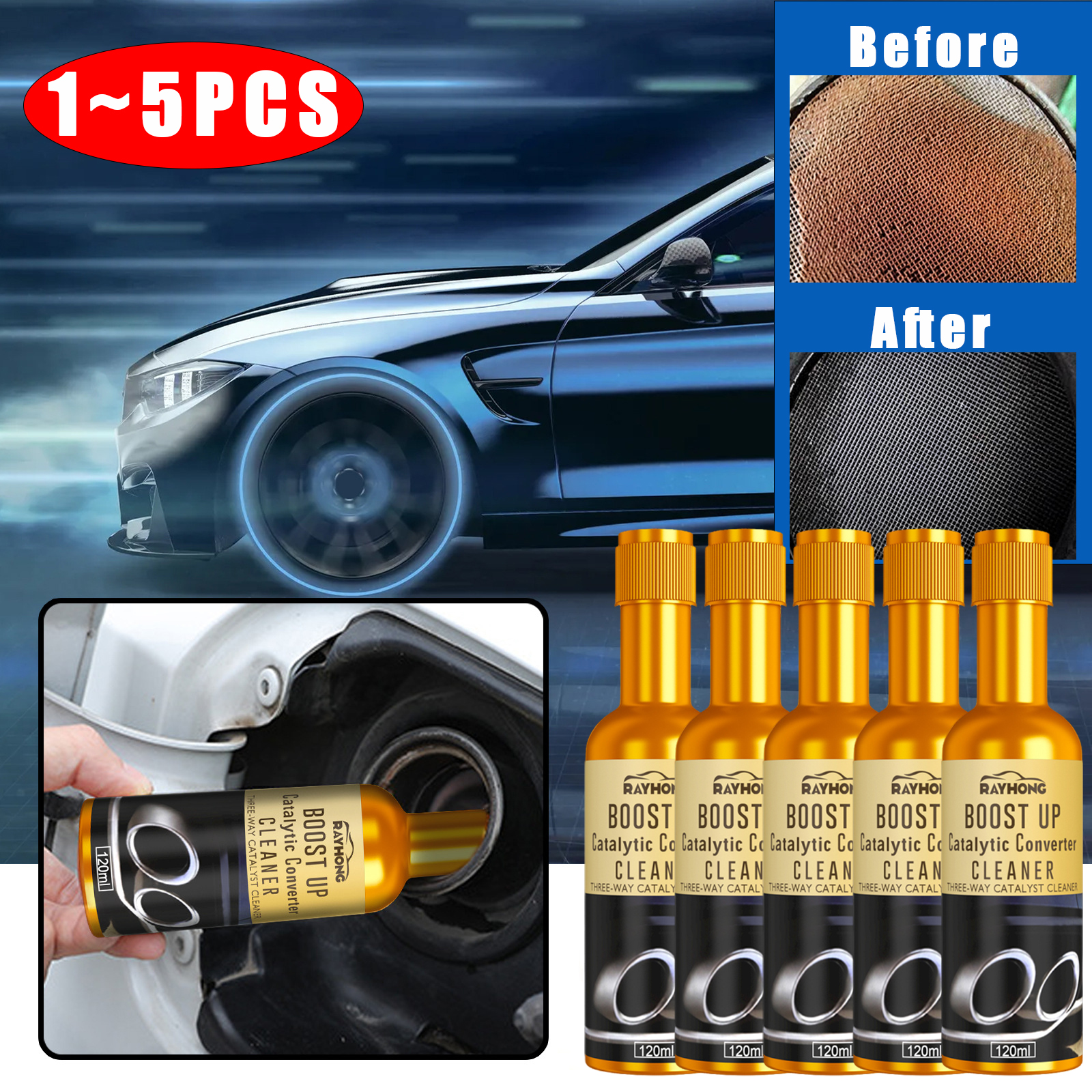 5pcs 120ml โปรโมชั่นรถ Catalytic Converter ทําความสะอาดรถยนต์เครื่องยนต์ CSV ทําความสะอาด Accelerators Catalysts ทําความสะอาดง่าย