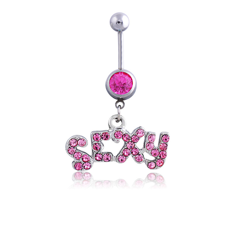 Anillo de ombligo de acero inoxidable para mujer, Piercing corporal SEXY, joyería de fiesta de Club, colgante de ombligo con letras, moda