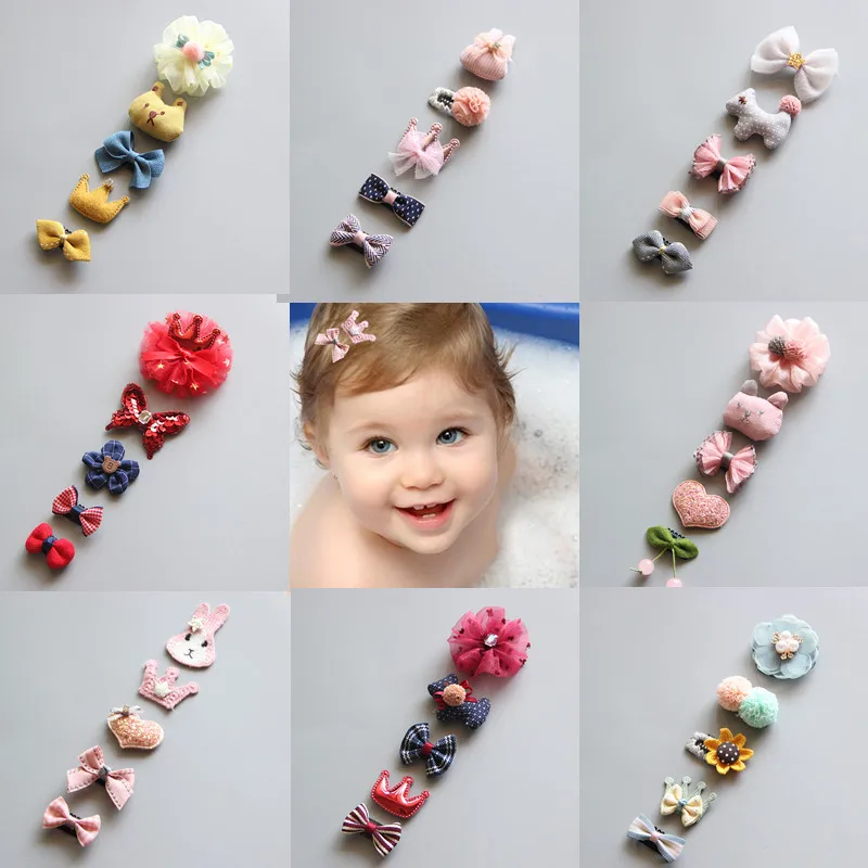 5 unids/set de pinzas para el pelo para bebé, accesorios para diadema para bebé, horquilla cruzada para niño, pinza para el pelo de niña de dibujos animados, pasadores para bebé, accesorios para el cabello