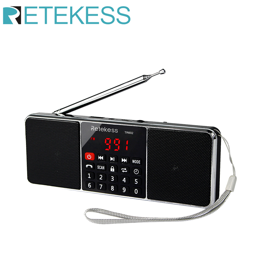 Retekess TR602 radios portatil am fm recargable usb radio fm altavoz bluetooth reproductor mp3 receptor de radio pequeña stereo Manos libres Admite tarjeta TF/SD tiempo de dormir Pantalla LED