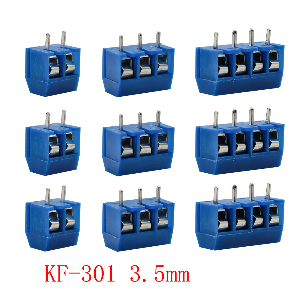 10 Stück KF301 5,0mm Rastermaß PCB-Schraubklemmenblock 2/3/4-poliger Steckverbinder Gerade Stiftleiste Blaue Schraubklemme Verbindbare Kabelverbinder