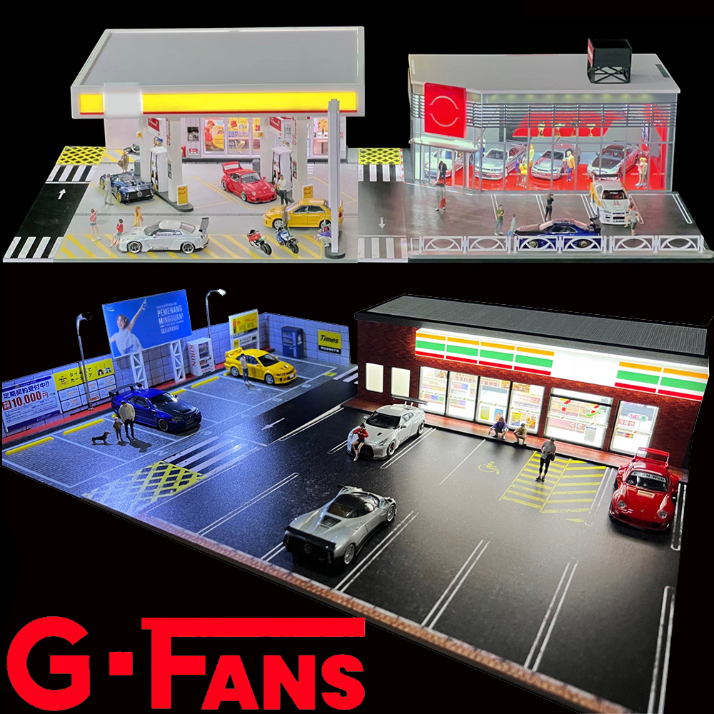 Miniatur Skala 1:64 Model Tempat Parkir Mobil Versi Pencahayaan Garasi Mobil Diorama Model Simulasi Koleksi Hadiah