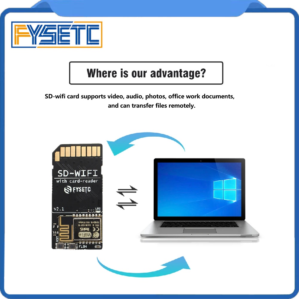 FYSETC SD-WIFI met kaartlezermodule Run ESPwebDev Onboard USB naar seriële chip Draadloze transmissiemodule
