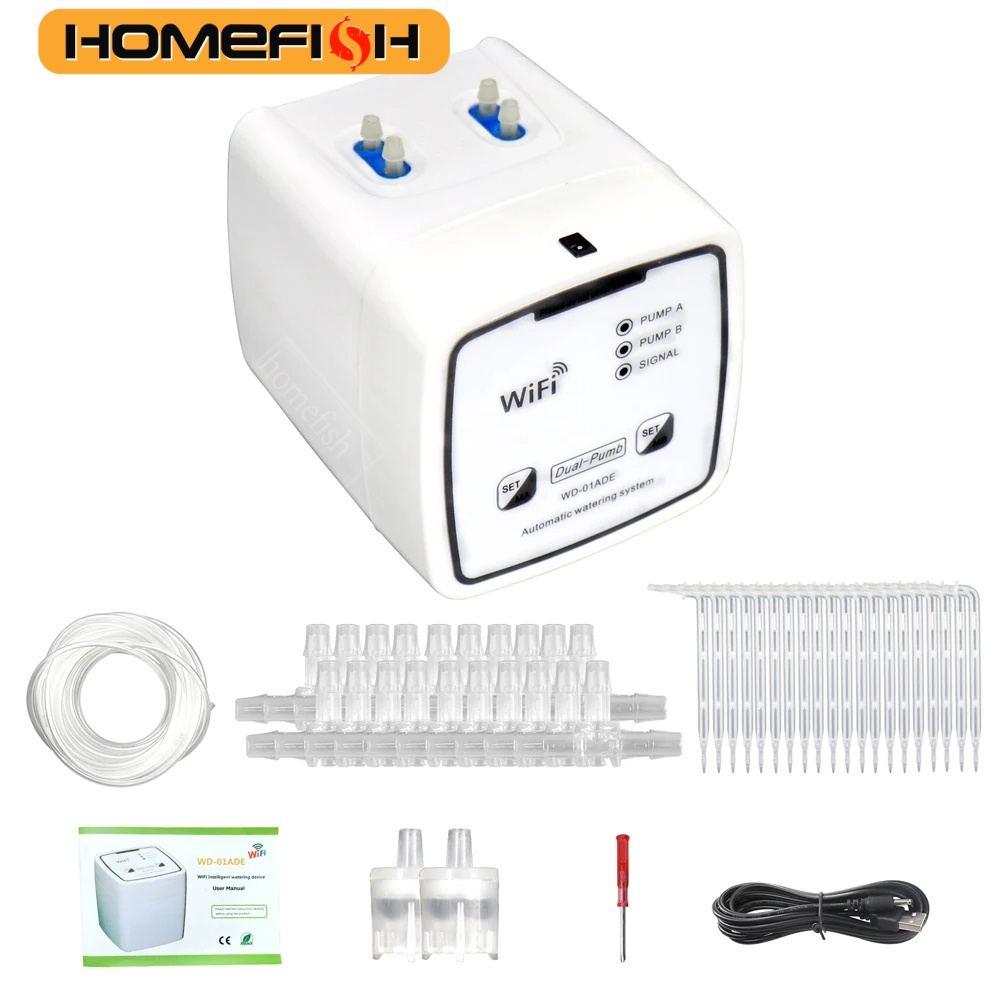 Intelligentes WIFI-Bewässerungsgerät, Doppelpumpe, zeitgesteuertes automatisches Tropfbewässerungssystem, Fernbedienung, APPController für Gartenpflanzen, Blumen
