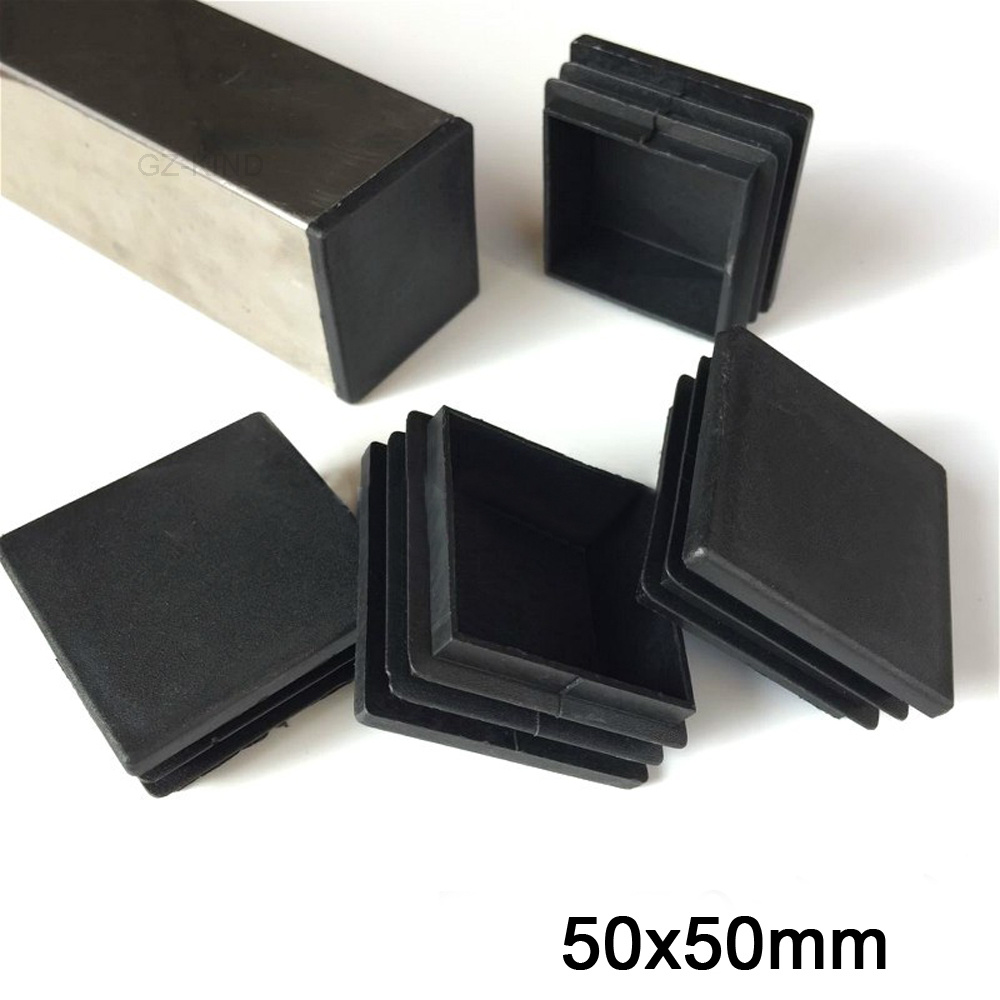 1/2/5/10 Uds 50x50mm tapón de tubo de tapa de plástico cuadrado Bung negro/blanco