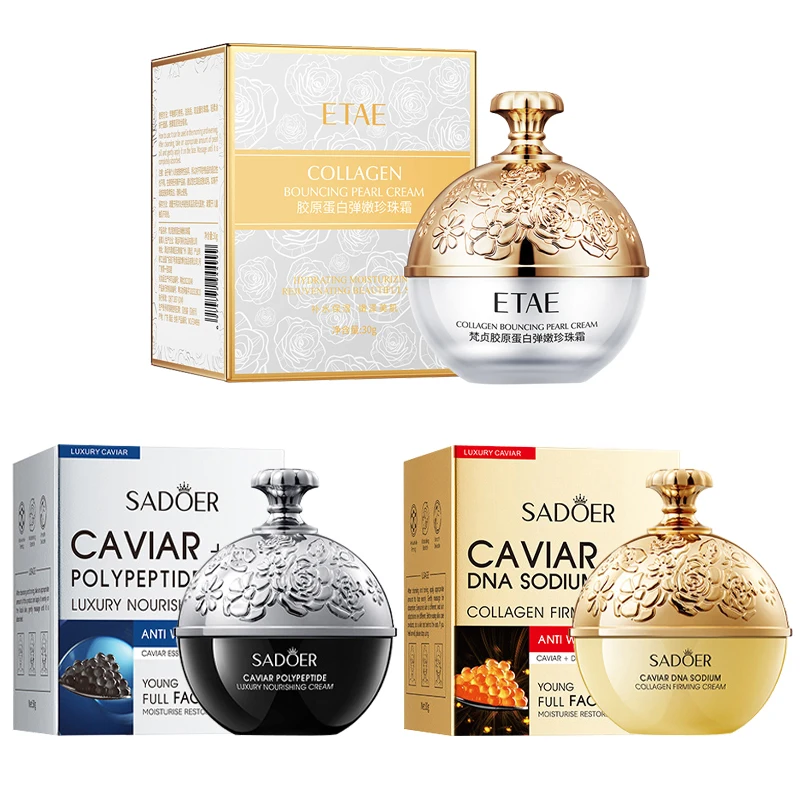 Anti-rugas creme facial colágeno pérola endurecimento elevador desvanece-se linhas finas caviar hidratante suave iluminar produto coreano de cuidados com a pele