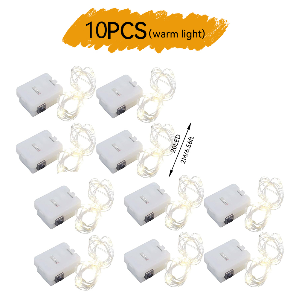 Guirxiété lumineuse LED à piles, fil de cuivre, lumières dégradées, décoration festive, modes clignotants, décoration d'intérieur, 10 pièces
