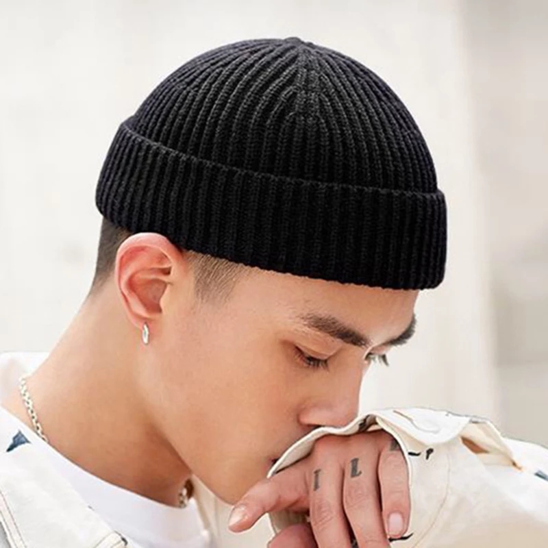 Chapéu de malha para homens e mulheres bonés de lã moda simples quente crânios gorros sólido outono inverno gorro estilo na moda