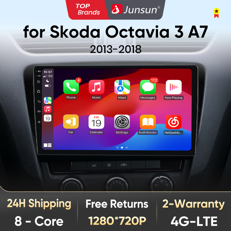 Junsun V1 Android 10.0 Auto Radio Multimedia Voor Skoda Octavia 3 A7 2013 2014 2015 2016 2018 Video Speler Navigatie gps Geen 2 Din