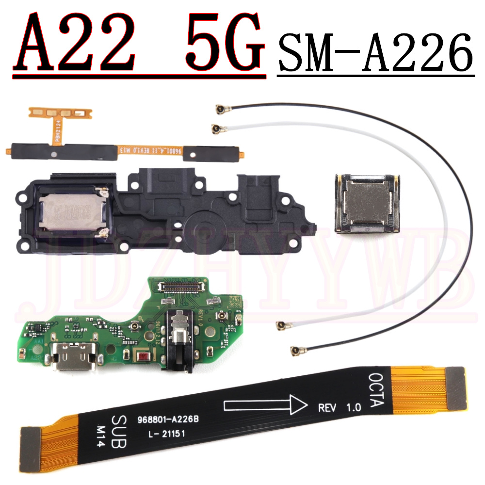 USB Charging Port Board For Samsung A22 5G SM-A226B/DS Earpiece Loudspeaker Power Volume Signal Motherboard Flex Cable