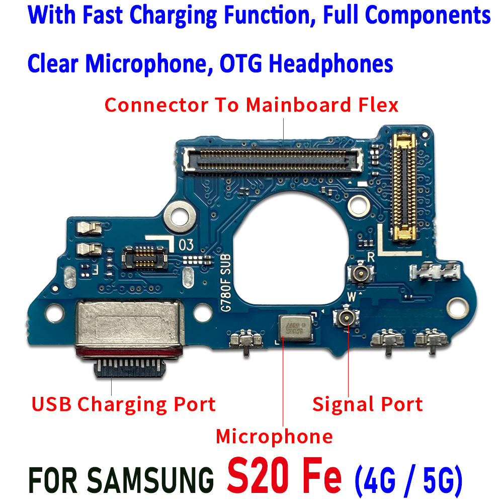 НОВОЕ USB-зарядное устройство, порт для зарядки, док-станция, плата микрофона, основной кабель, замена для Samsung S20 Fe 4G G780F/5G G781V