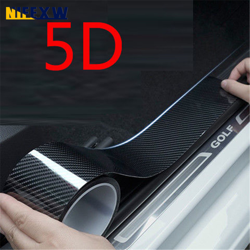 Stiker anti gores mobil, stiker pelindung pintu mobil, serat karbon 5D, Stiker anti gores, Strip Bumper mobil, pita pelindung
