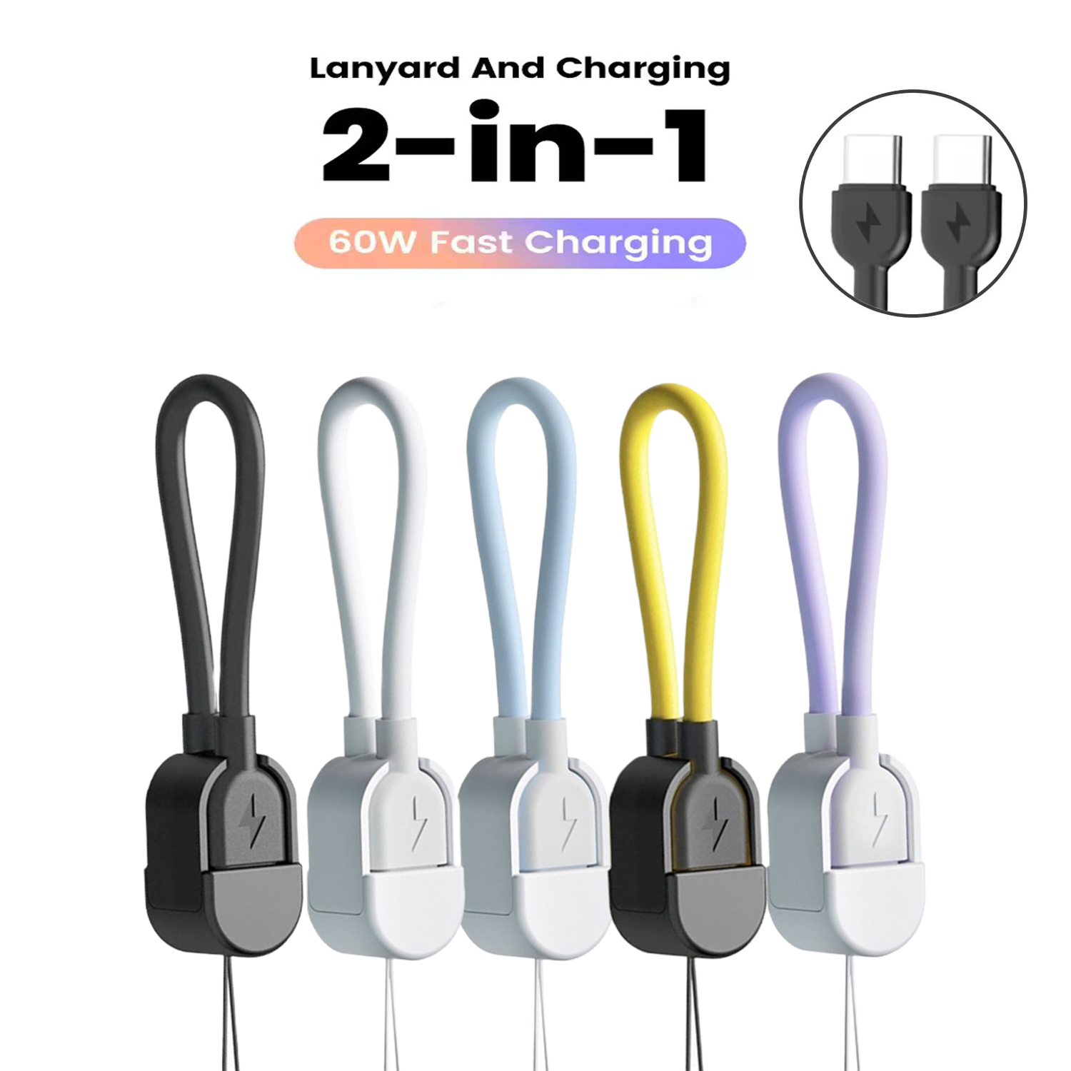 LLavero de Cable corto de 16CM PD 60W tipo C a Cable USB C de carga rápida para iPhone 15 16 Samsung Xiaomi Power Bank Cable de datos USB C