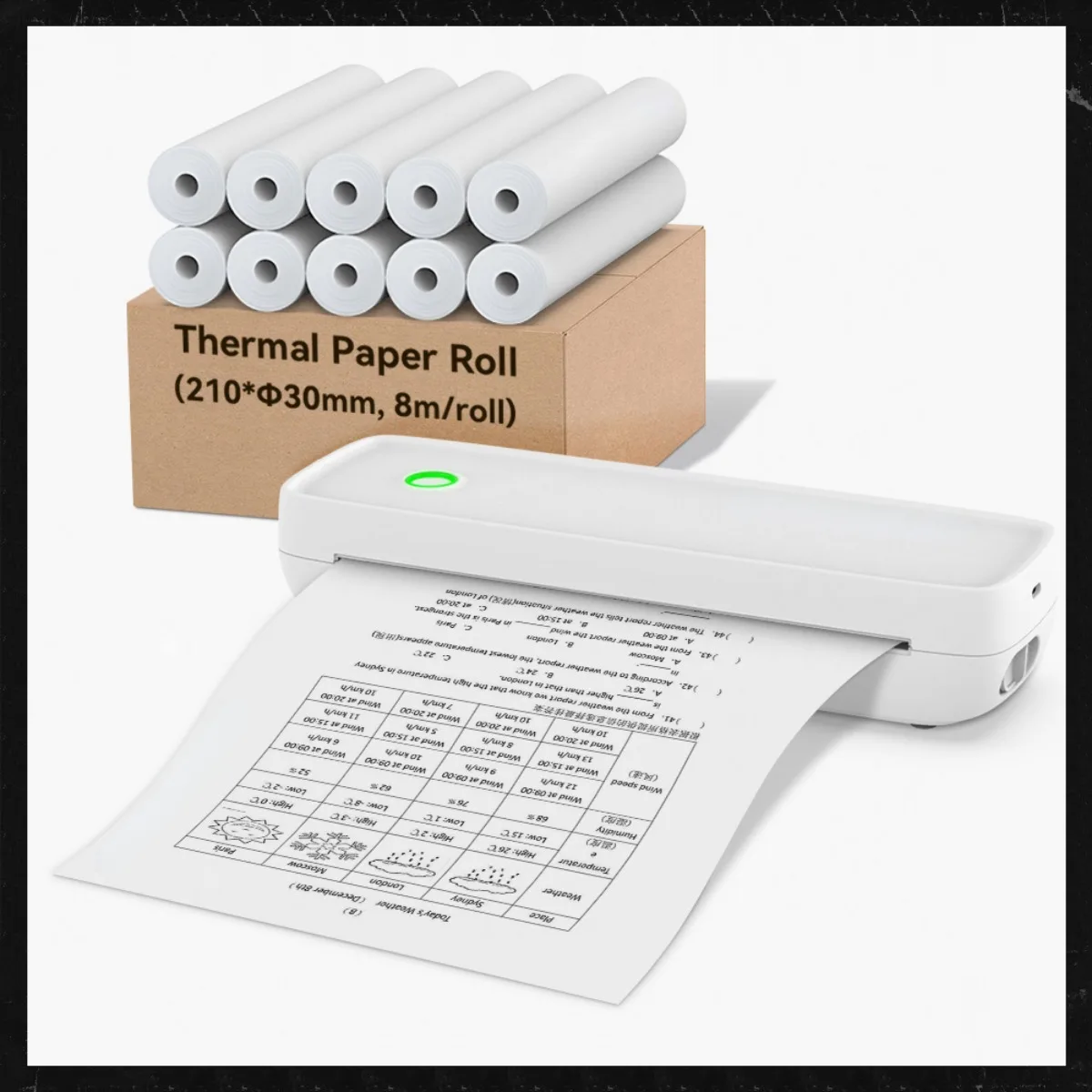 A4-Thermopapier, Thermodruckpapier, 210 x 30 mm, für A4 Wireless Bluetooth A40/X8 Druckerpapierrolle