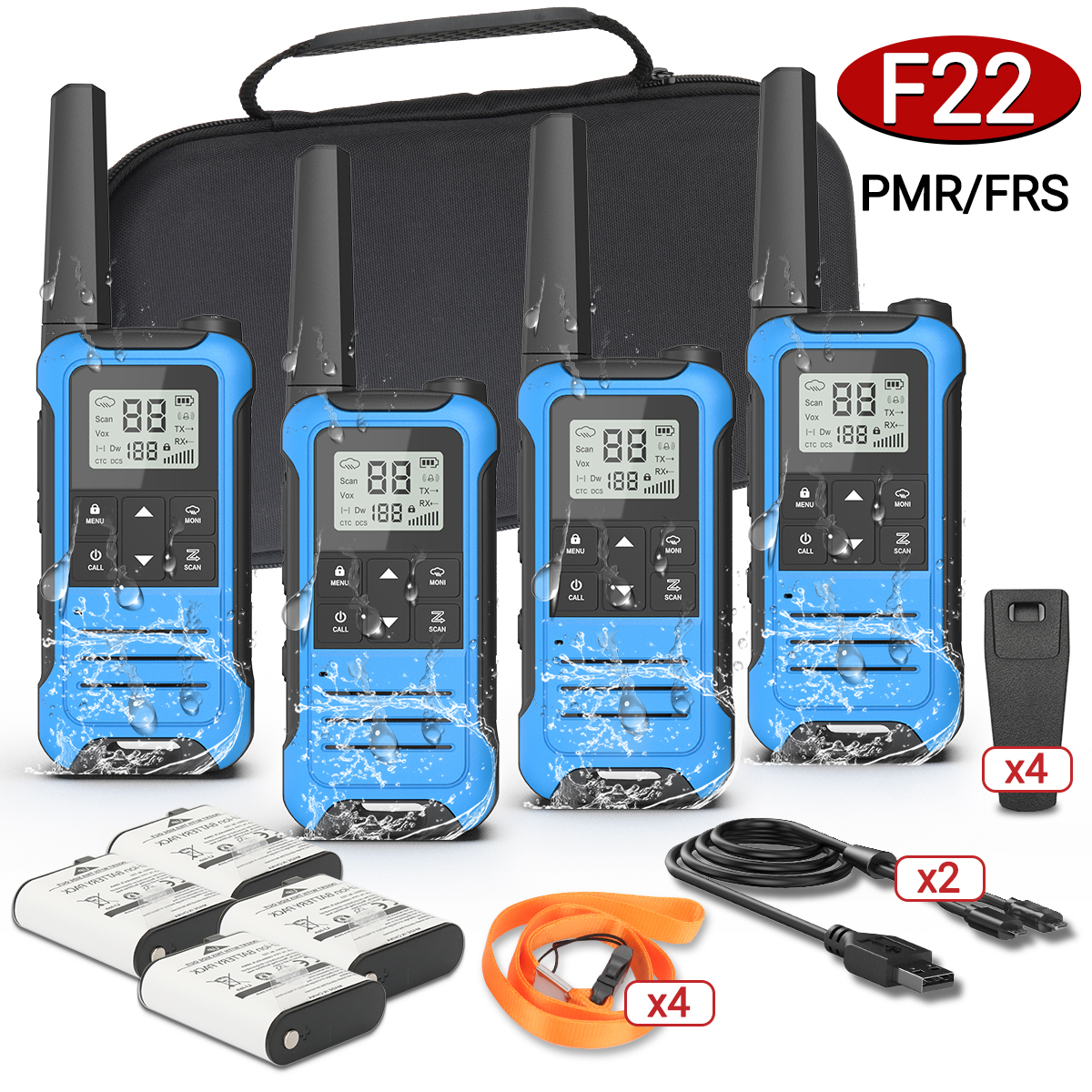 4PCS Baofeng F22 PMR446/FRS Mini Walkie Talkie Portable Communication Radio Profesional Talkie Walkies With Portable Suitcase