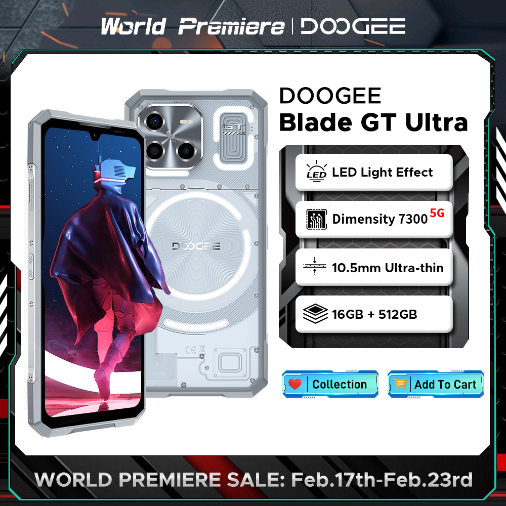 DOOGEE 블레이드 GT 울트라 5G 견고한 휴대폰 치수 7300, LED 조명 효과, 초박형 휴대폰, 6.72 인치, 16GB + 512GB, 5500mAh 배터리