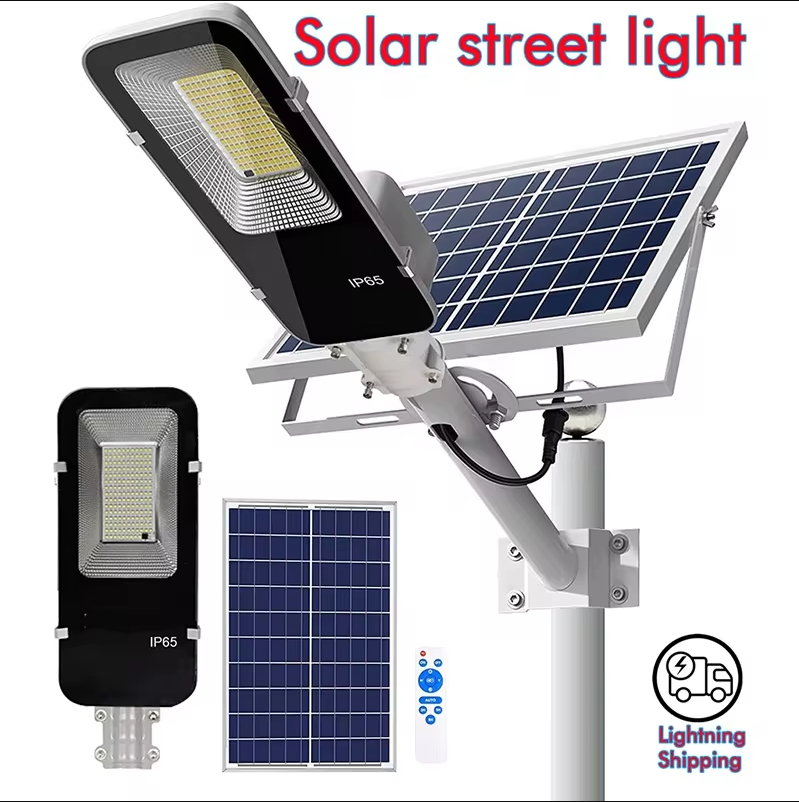Mocna lampa solarna 300W, zewnętrzna lampa uliczna solarna 6000mAh, wodoodporna, automatyczna lampa uliczna z czujnikiem zmierzchu do garażu i ogrodu.