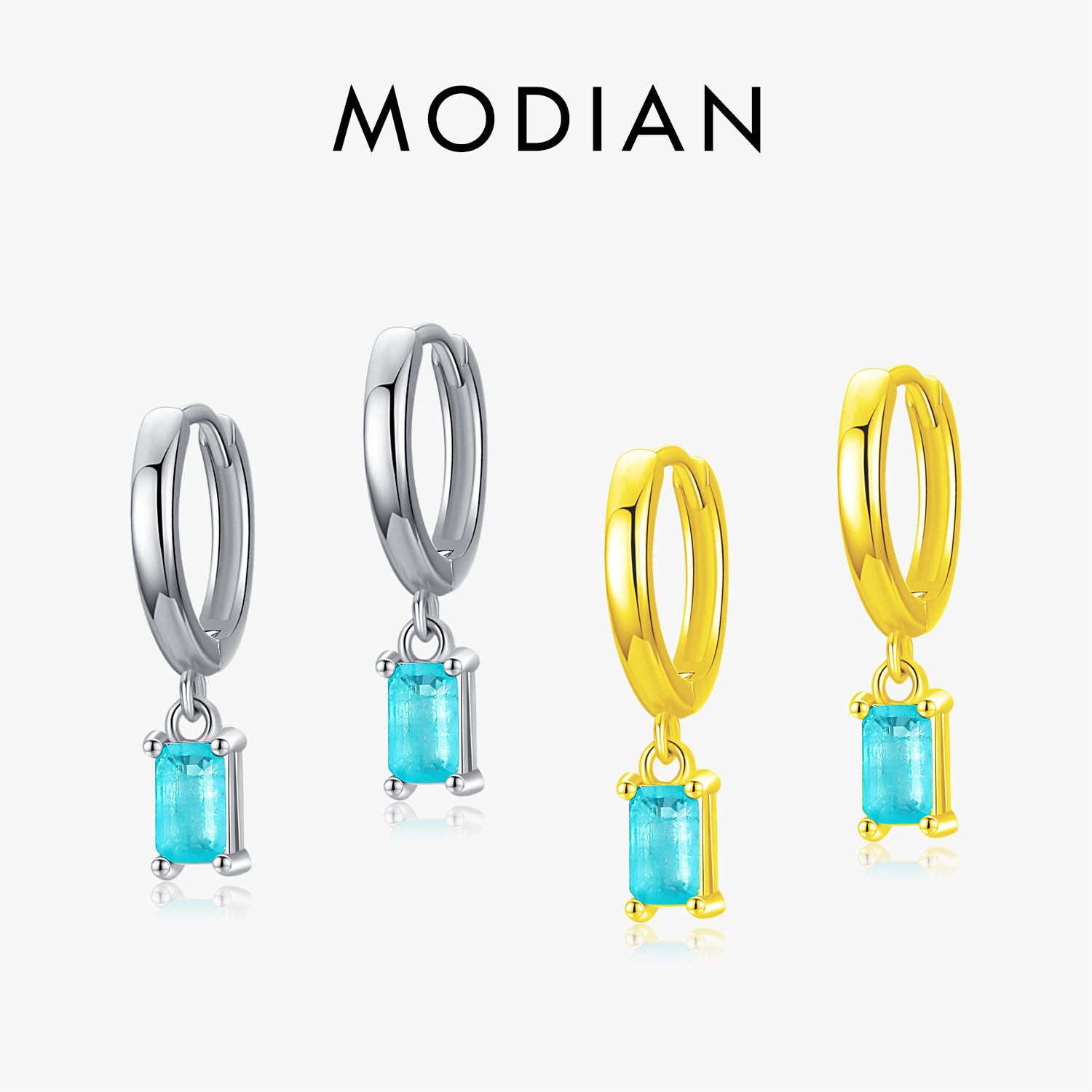 Modian Indah Turmalin Anting Anting-Anting Fashion Nyata 925 Sterling Silver Persegi Panjang Paraiba Anting-Anting untuk Wanita Fine Perhiasan Hadiah