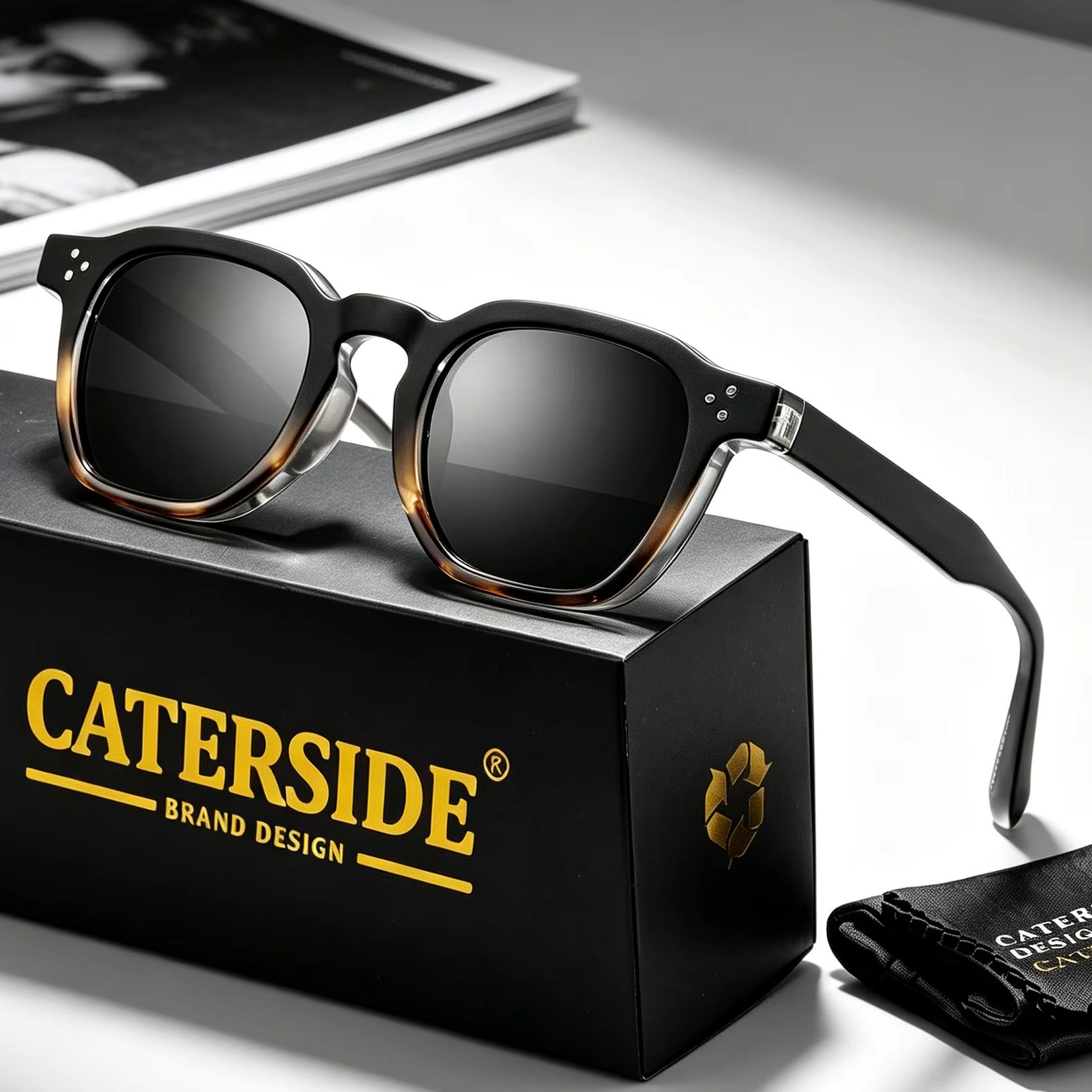 CATERSIDE New Retro Punk Men Sunglasses Square Personalized Design Glasses Women's Fashion Party Glasses Festival Gift 2 Pieces