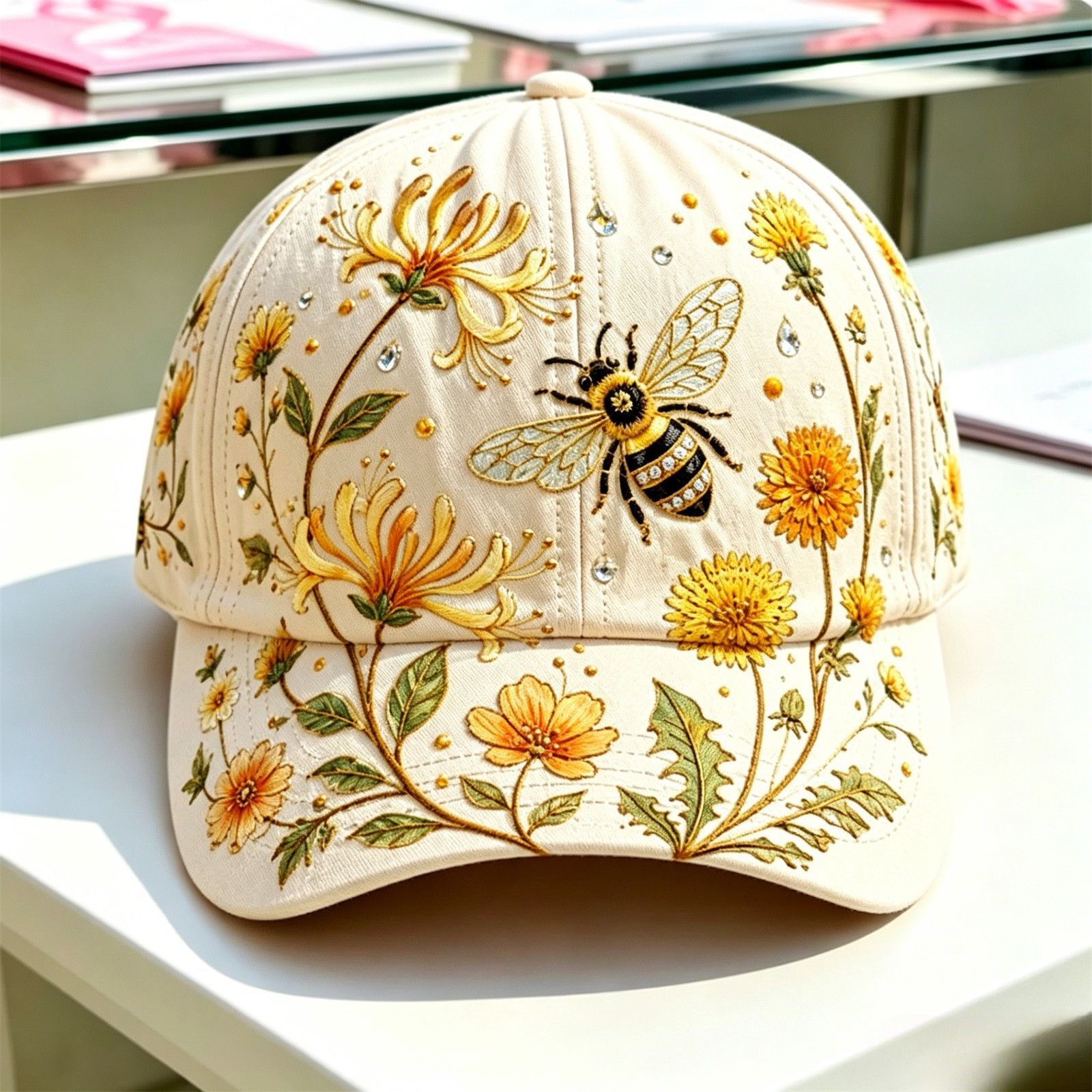 Eleganckie damskie czapki baseballowe Kreatywny prezent Poliestrowa czapka unisex Vintage Oddychająca czapka z kwiatowym wzorem Czapka typu Dad Hat Retro Haftowana czapka