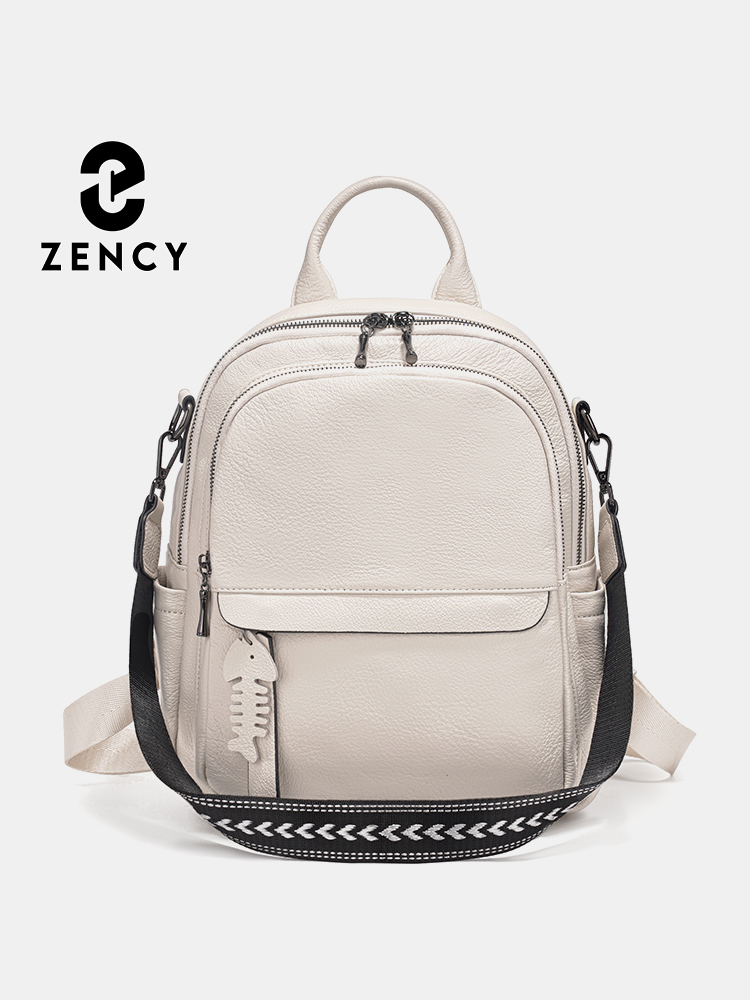 Zency Nieuwe lederen rugzak Multi-pocket ontwerp Converteerbare schoudertas Knapzak voor zomer Winter Blauw voor reiswerk