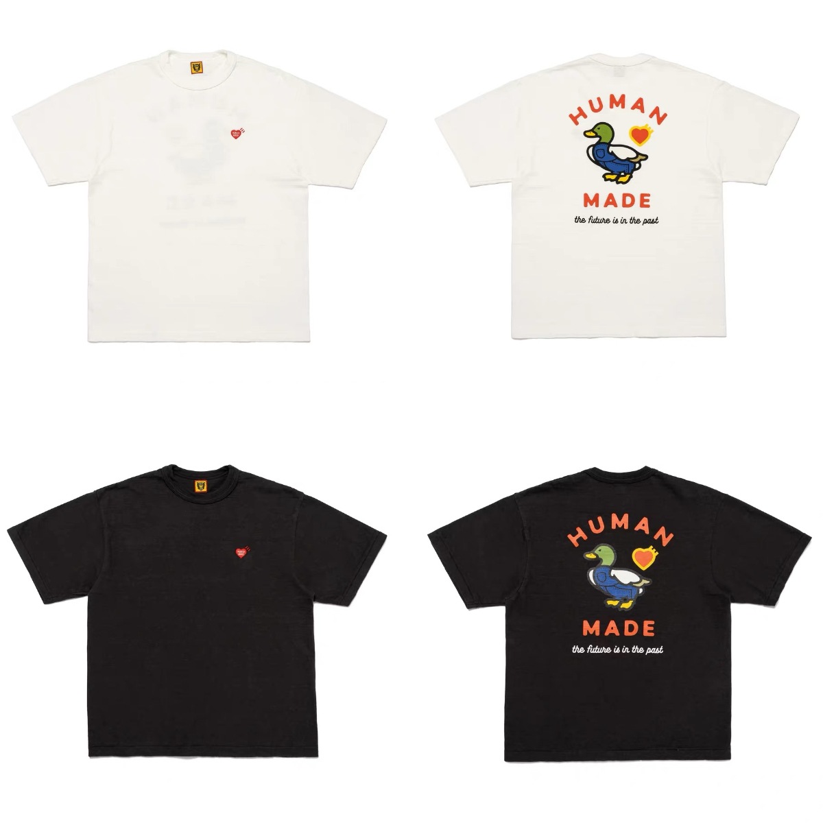 2026 Nieuw HUMAN MADE Japans cartoon-dier bedrukt Duck Love bedrukt T-shirt met korte mouwen van bamboe katoen