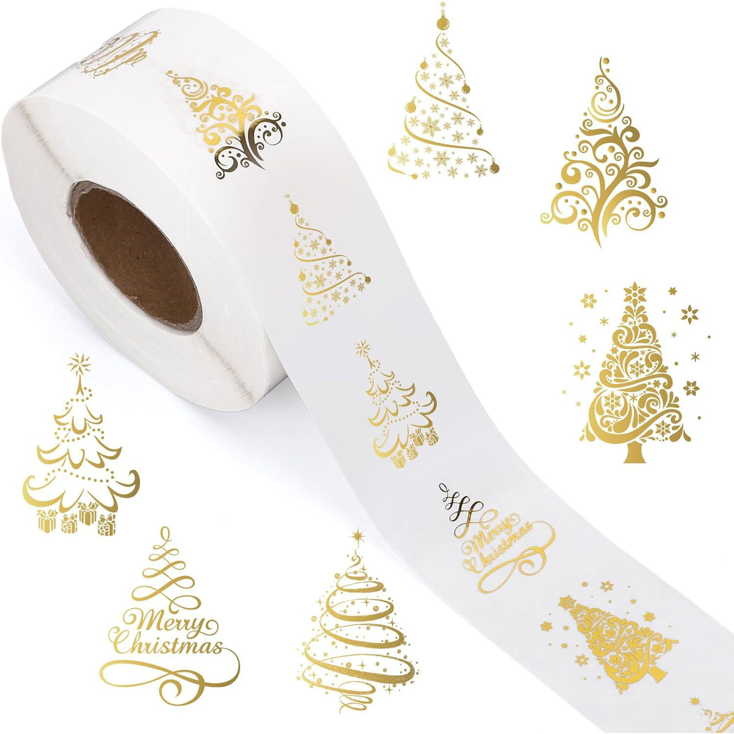 100-500pcs Transparent Christmas Tree Stickers Party Christmas Gift Wrapping Label Children Scrapbook Stationery Stickers