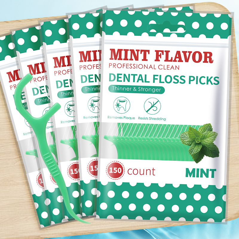 300/150/50pcs bâton de fil de menthe-bâton de nettoyage de fil jetable-cure-dents pour éliminer la Plaque et les résidus alimentaires-nettoyage buccal