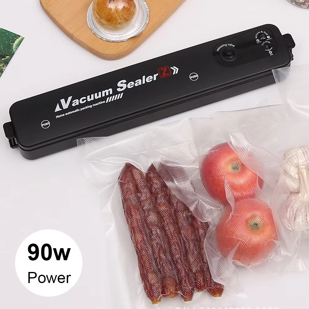 220 V/110 V เครื่องซีลสูญญากาศเครื่องบรรจุภัณฑ์ฟรี 10pcs ถุงสูญญากาศในครัวเรือนสีดําเครื่องซีลสูญญากาศอาหาร