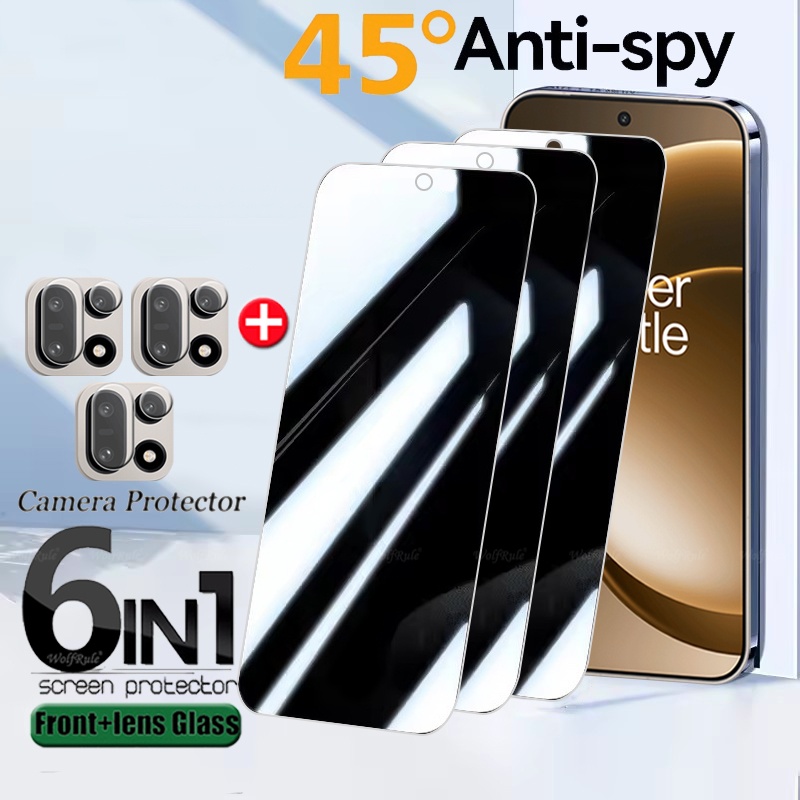 6w1 Szkło Hartowane do Oneplus 15, Szkło Ochronne Prywatyzujące 9H Anti-Spy z Klejem, Folia Ochronna na Ekran i Szkło na Obiektyw do Oneplus 15
