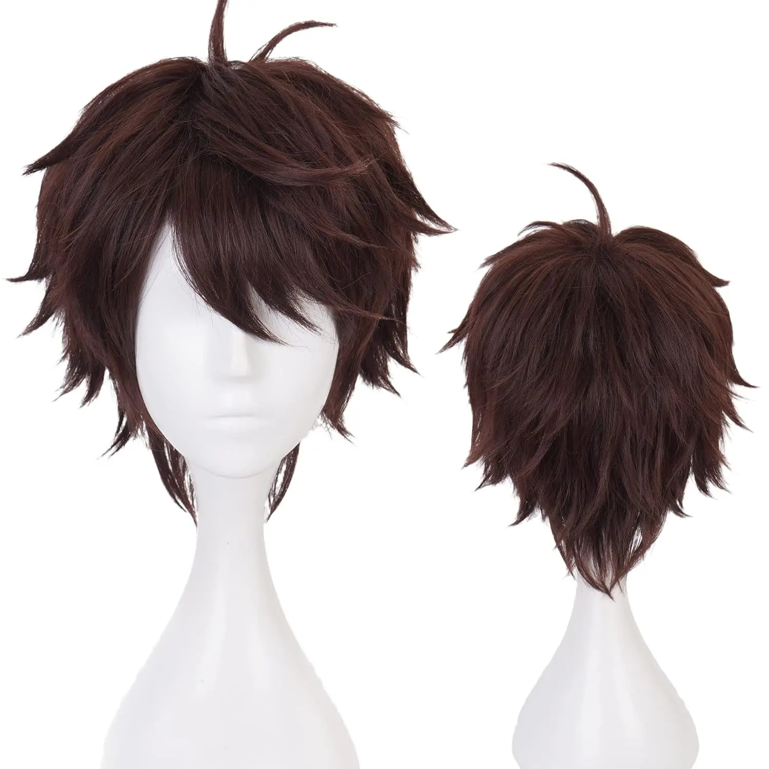 Peluca de Cosplay de Anime Oikawa Tooru, Disfraz de Haikyuu, Peluca Sintética Corta Marrón Oscuro para Hombre, Pelucas de Pelo Natural Suave para Fiesta
