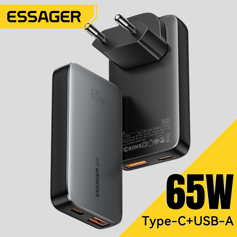 Essager 65W USB Type C PD3.0 FAST CHARGE สําหรับ MacBook แท็บเล็ต Quick Charge QC4.0 3.0 ชาร์จโทรศัพท์สําหรับ iPhone 16 15 14