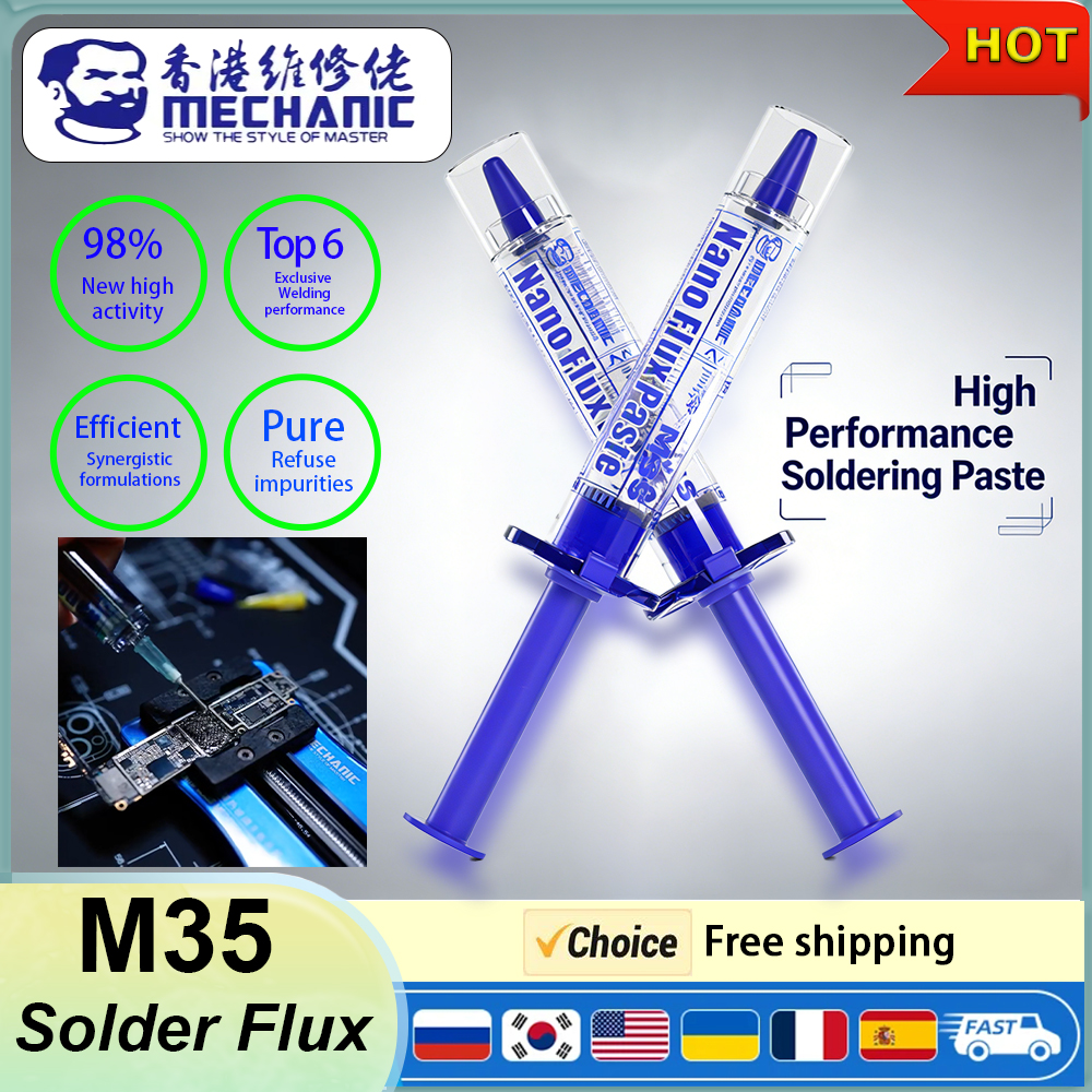 MECHANIC M35 Nano Flux New Ice Extreme Purity Flux Paste 98% Activity High Performance do naprawy procesorów, diod LED, układów BGA i płyt głównych
