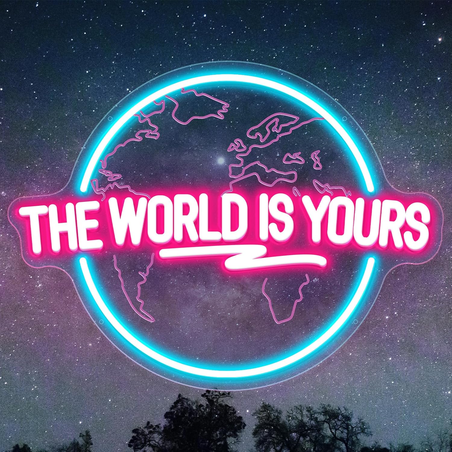 The World Is Yours ネオンサイン 彫刻惑星 LED ネオンライトサイン オフィス 結婚式 男の洞窟 ゲームルーム 壁装飾 誕生日ギフト