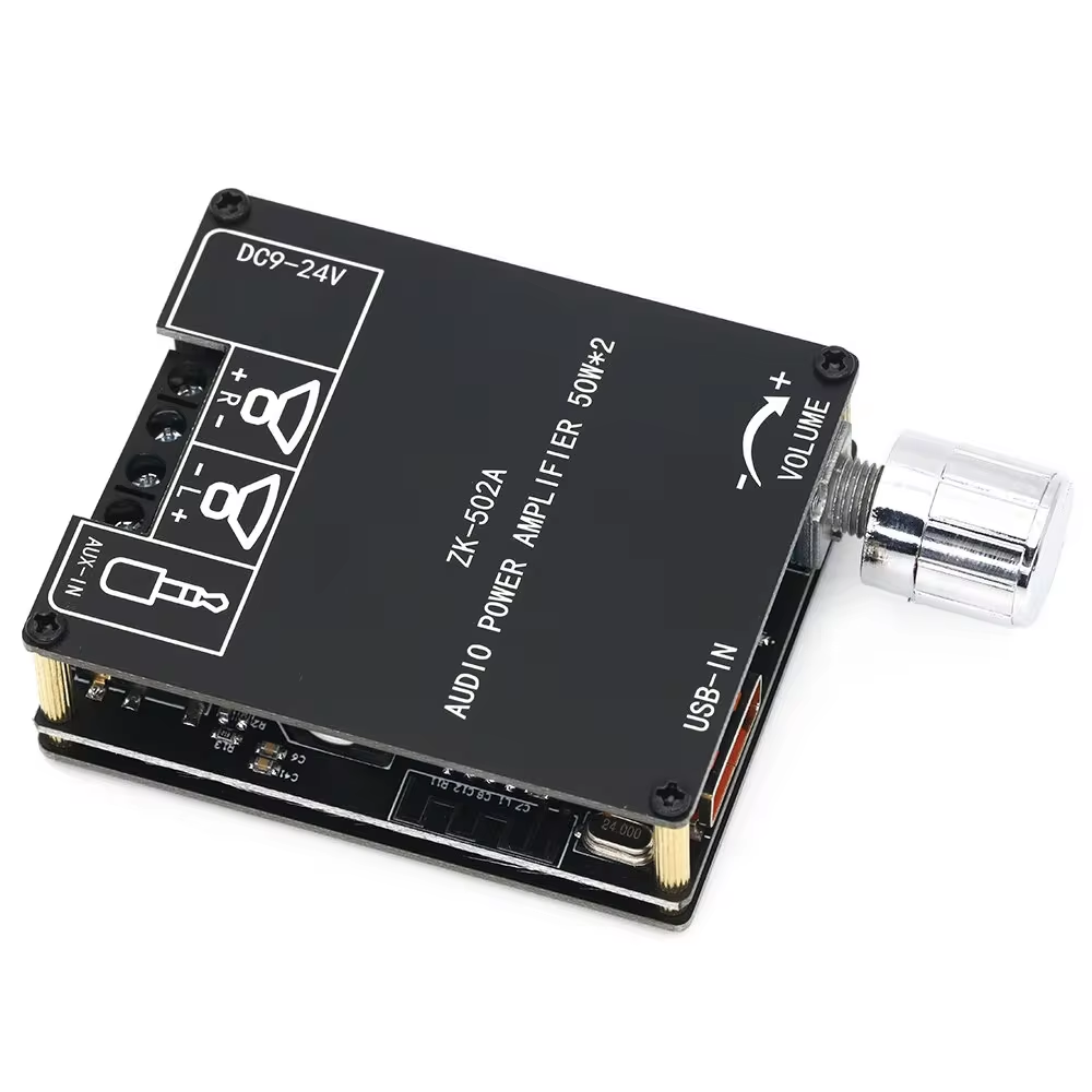 ZK-502A Bluetooth-модуль цифрового аудиоусилителя мощности 2.0, стерео, двухканальный, 50Вт + 50Вт