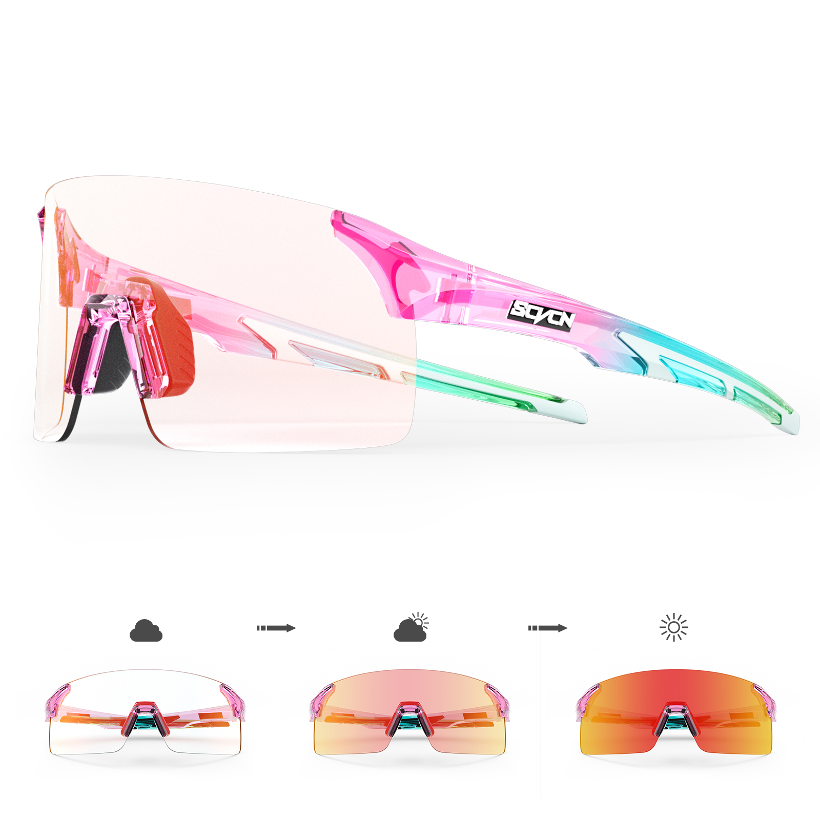SCVCN-Lunettes de soleil photochromiques pour hommes et femmes, lunettes de cyclisme, protection UV400, sports de plein air, vélo
