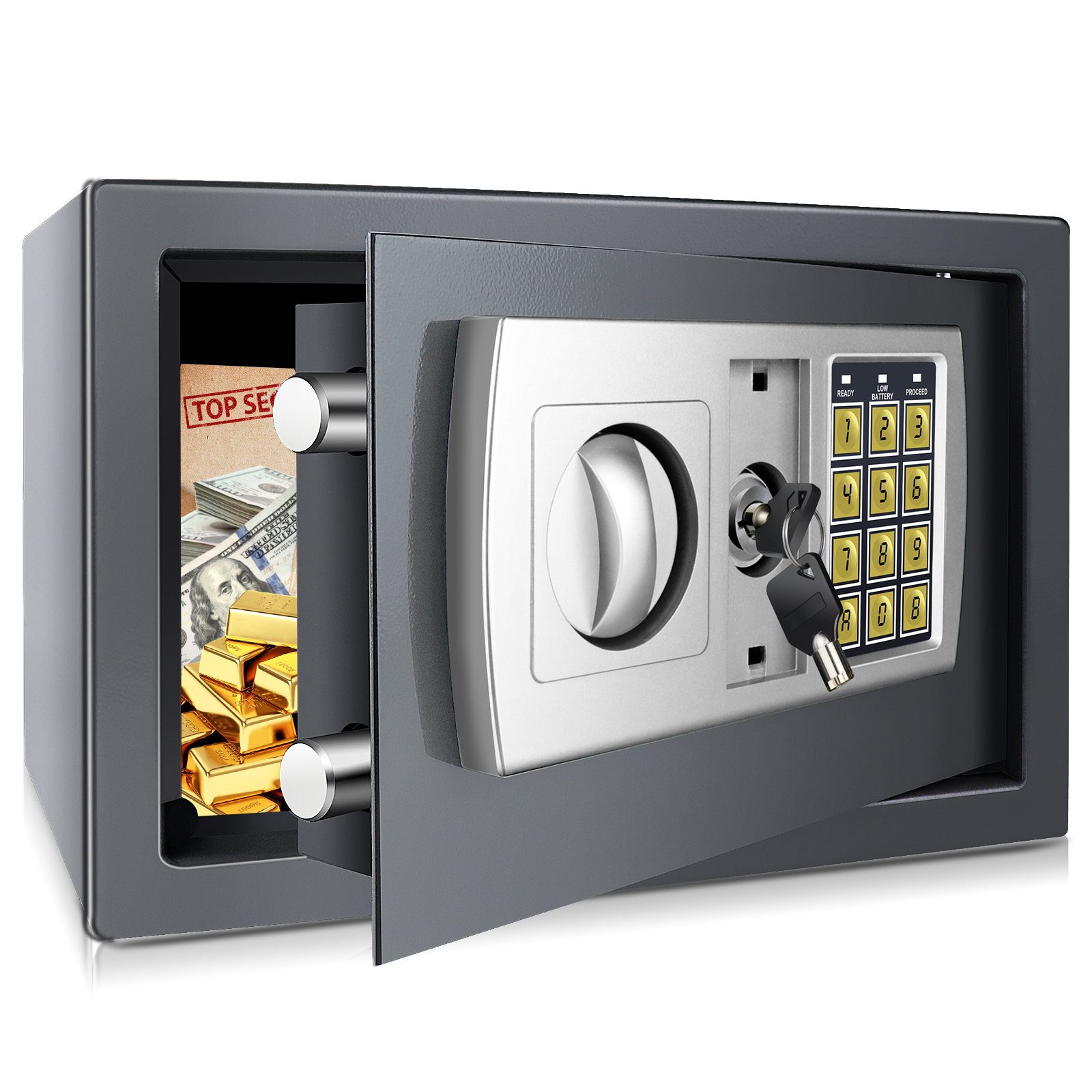 Heimaufbewahrungs-Safe, Sicherheitsbox, Brustschloss, 8,5 l Ziffern-Sicherheitskoffer, praktische Aufbewahrung, sichere Verriegelung, sichere Brust-Sicherheitsbox, 2 Schlüssel