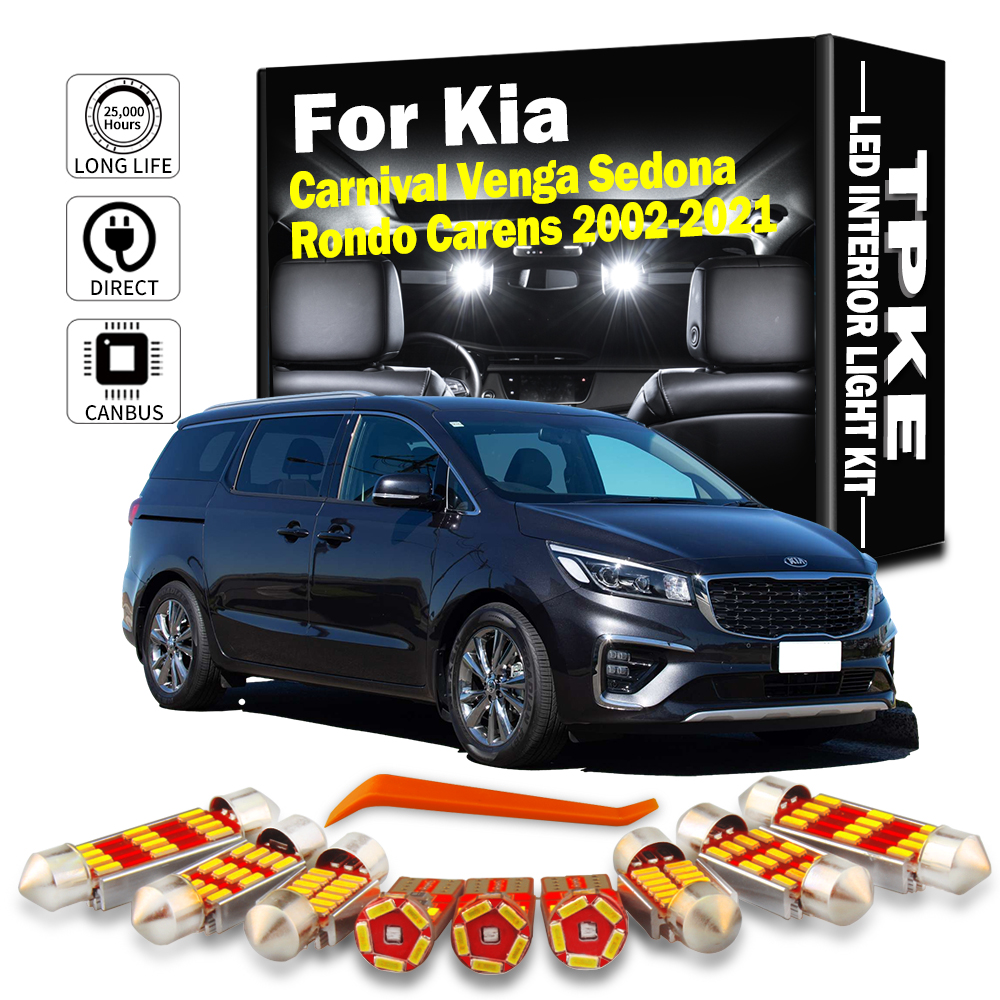 TPKE – Kit d'éclairage intérieur LED Canbus, pour Kia Carnival Venga Sedona Rondo Carens 2002-2016 2017 2018 2019 2020 2021, ampoules de voiture
