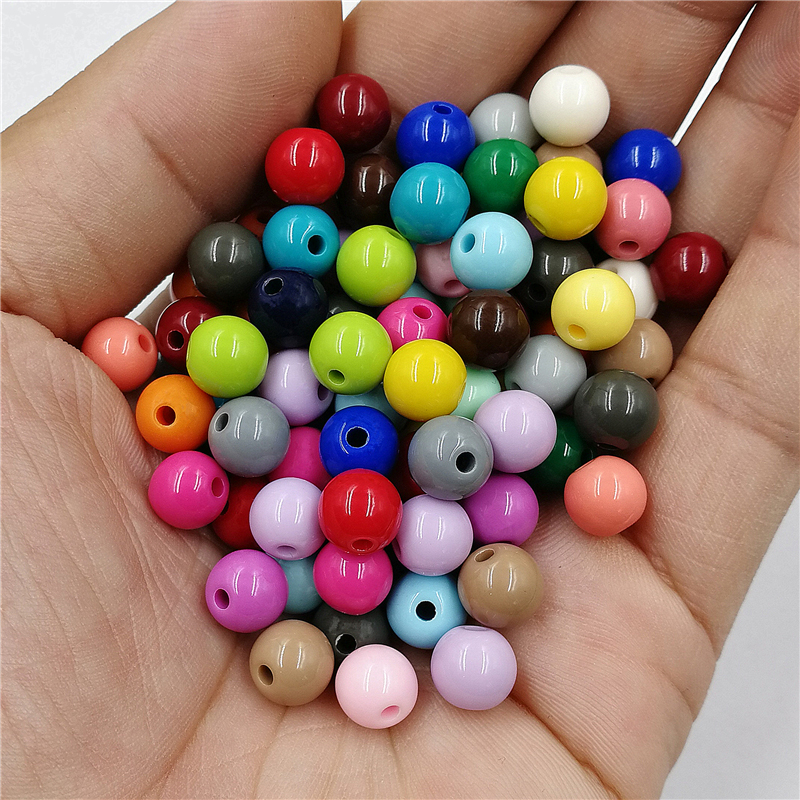 สายคล้องแว่นตาลูกปัดทรงกลมสีทึบ40ชิ้น8มม. ทำเครื่องประดับแบบทำมือทำเครื่องประดับสร้อยข้อมือวัสดุขายส่ง