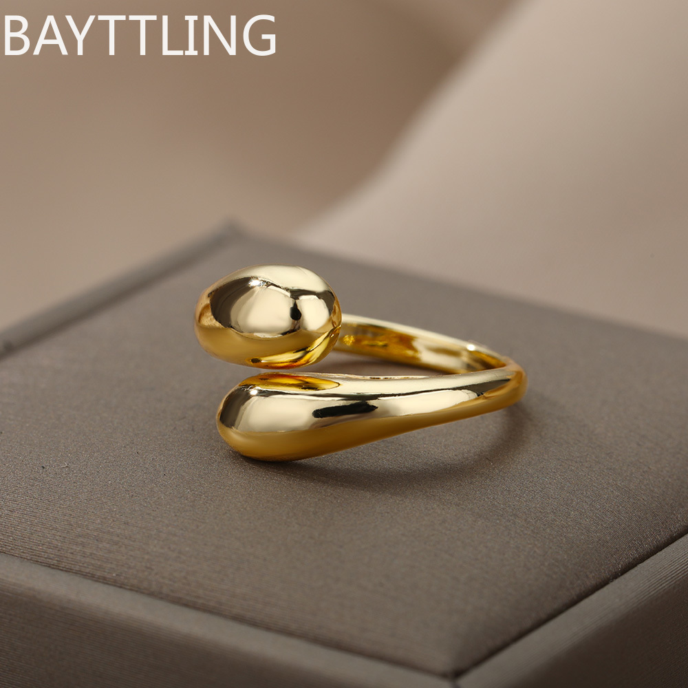 Bague en argent Sterling 925 pour femmes, or 18 carats, Simple, ouverte, en forme de larme, à la mode, pour fête de mariage, noël, bijoux cadeau