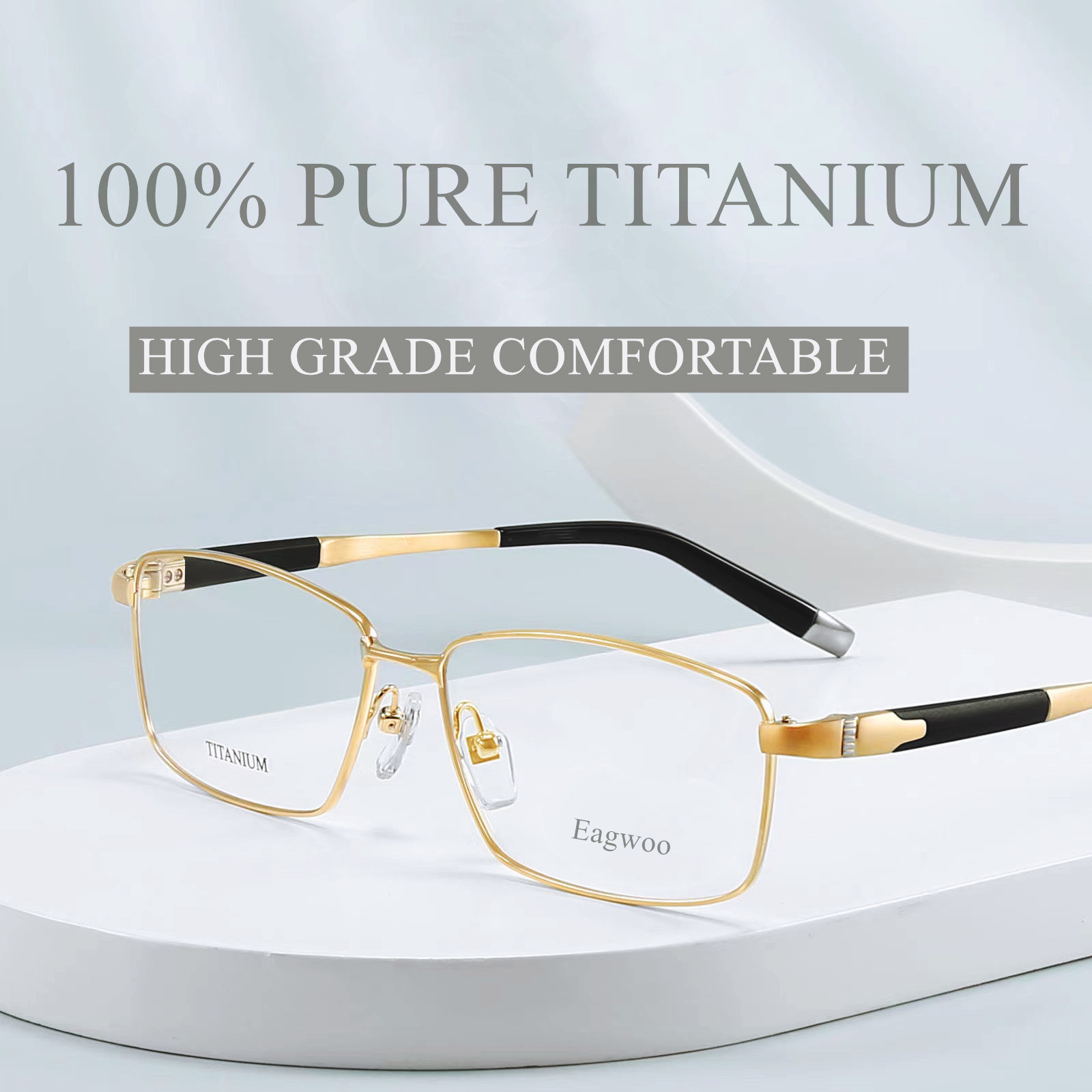 Pure Titanium Brillen Ontworpen Hoogwaardige Optische Frame Prescription Spektakel Volledige Velg Bril Breed Gezicht Hoogwaardige Licht