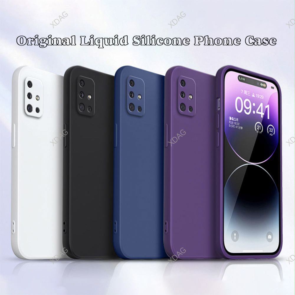 Custodia per cellulare di base per Samsung Galaxy A51 A71 A31 A21S A41 Cover posteriore protettiva per fotocamera classica quadrata in silicone liquido morbido