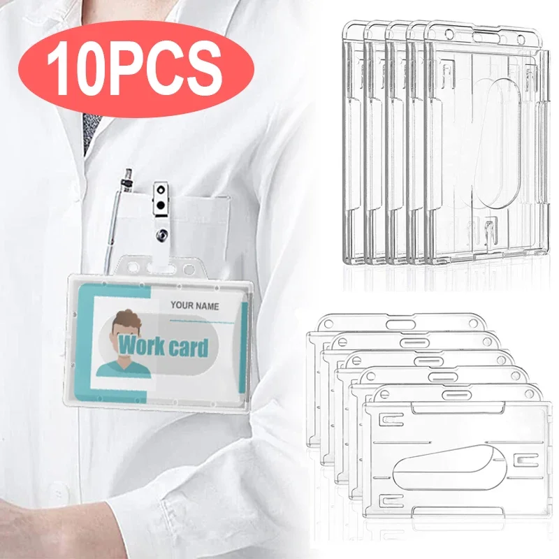 Porte-cartes de travail en plastique acrylique rigide multi-usages, housse de protection pour cartes de bus, cartes d'identité, étui transparent étanche et anti-poussière