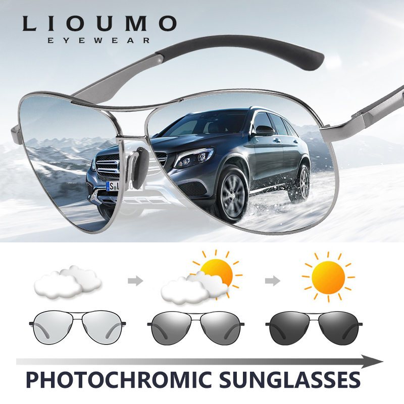 Klasyczny projekt marki Pilot fotochromowe okulary przeciwsłoneczne męskie spolaryzowane okulary ochronne do jazdy damskie przeciwodblaskowe gafas de sol hombre