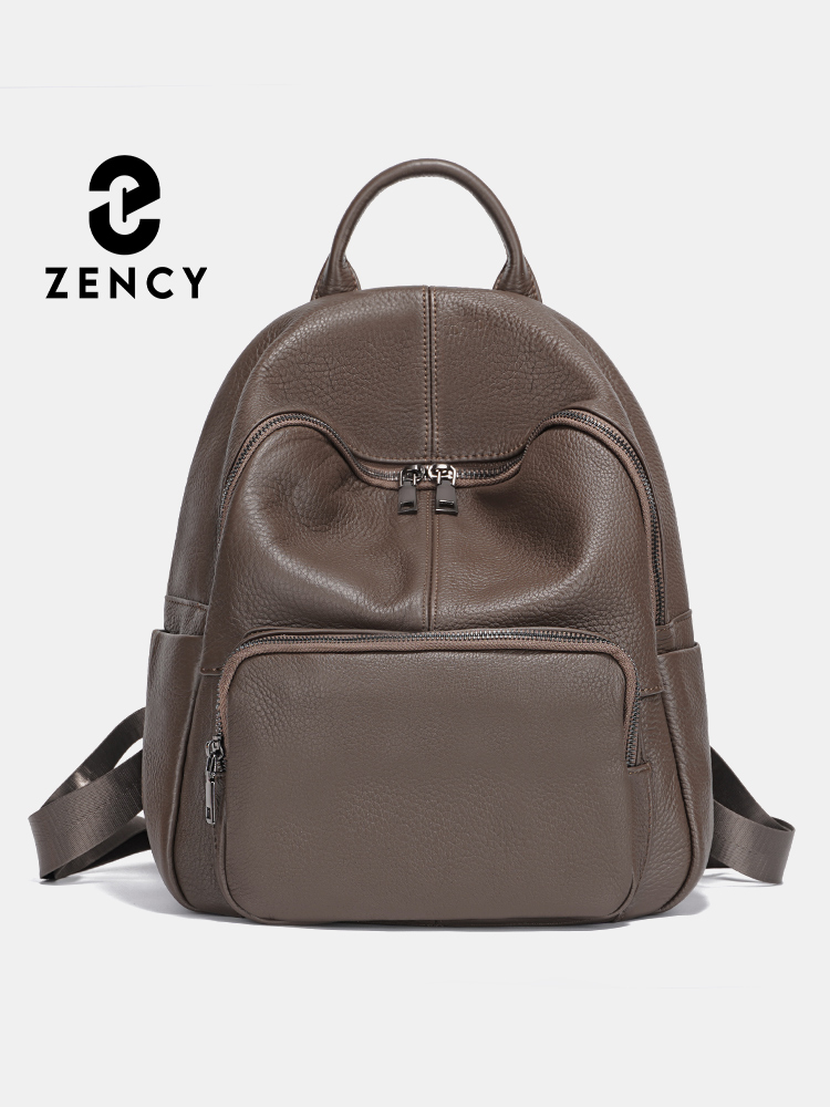 Zency Dames Rugzak 100% Echt Leer Dames Grote Capaciteit Reistassen Preppy Stijl Schooltas Knapzak Rugzak Voor Woon-werkverkeer